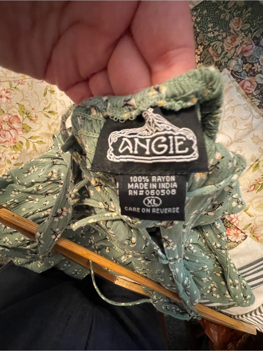 Angie Sage Green Floral Maxi Dress - Spaghetti Straps - Picture 2 of 3